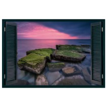 Vinilos ventana 3d atardecer en el mar negro